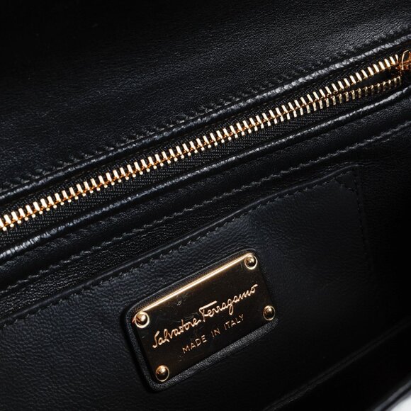 Salvatore Ferragamo Black Evening Bag with Gold Frame - Picture 10 of 11